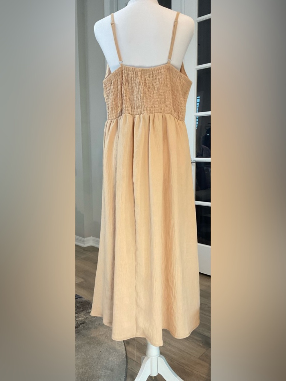 NWT New Fashion Rosette Slip Maxi Dress Smocked Back in Off-White - Size 3X - Picture 5 of 11